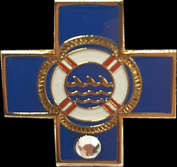 Blaues Kreuz Miniatur mit Diamant